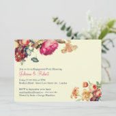 Antiek  Bloemen Verlovingsfeest Kaart (Staand voorkant)