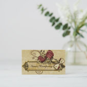 Antiek bloemen visitekaartje (Staand voorkant)