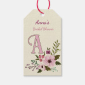 Antiek Bloemen Vrijgezellenfeest Custom Monogram Cadeaulabel (Voorkant)