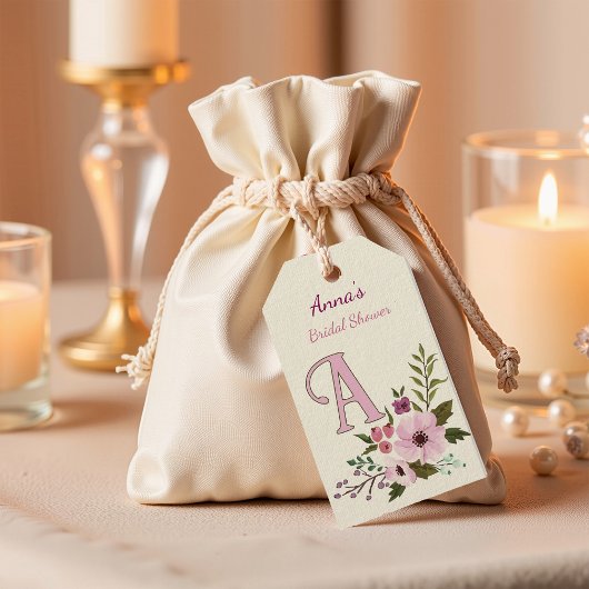 Antiek Bloemen Vrijgezellenfeest Custom Monogram Cadeaulabel