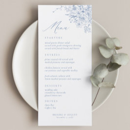 Antiek Bloemend Frans Blauw Huwelijksmenu Menu