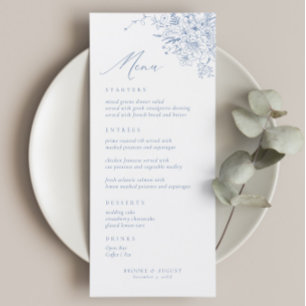 Antiek Bloemend Frans Blauw Huwelijksmenu Menu