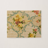 Antiek bloemendecoratiebehangpatroon legpuzzel (Horizontaal)