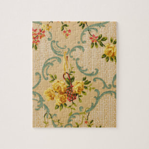 Antiek bloemendecoratiebehangpatroon legpuzzel