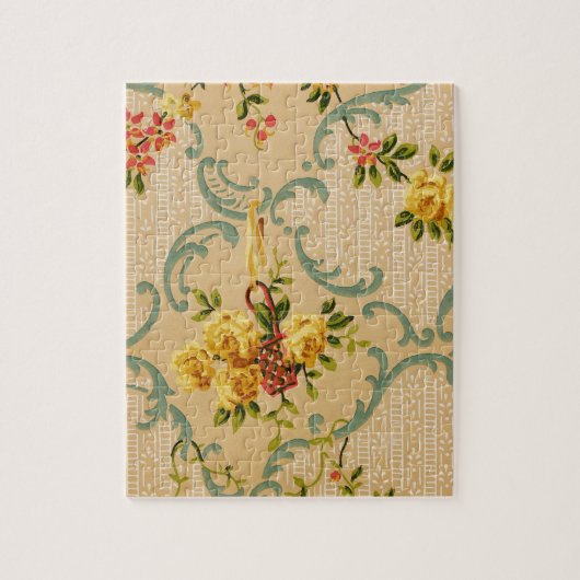 Antiek bloemendecoratiebehangpatroon legpuzzel (Verticaal)