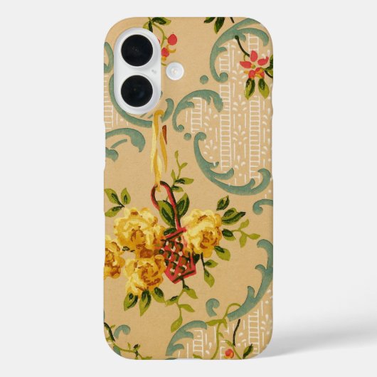 Antiek bloemendecoratief behangpatroon Case-Mate iPhone case (Achterkant)