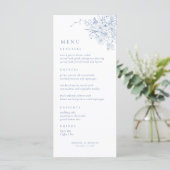 Antiek bloemendesign Frans blauwe huwelijksmenu Menu (Staand voorkant)