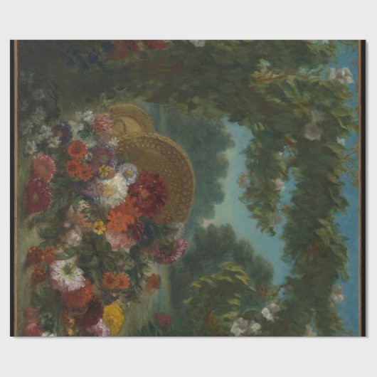 antiek bloemenmand schilderen cadeaupapier (Vlak)