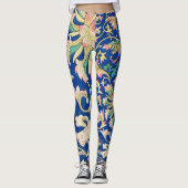 Antiek bloemenoosterse motief Deep Royal Blue Leggings (Voorkant)