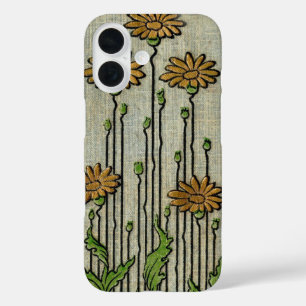 Antiek bloemmotief met madeliefjes in de tuin iPhone 16 hoesje