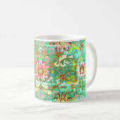 Antiek bloemmotief William Morris Groen Roze Koffiemok (Voorkant rechts)