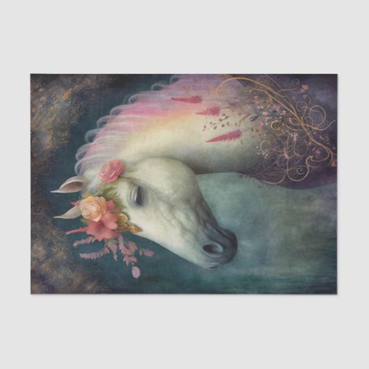 Antiek bloempaard tissuepapier (Voorkant)