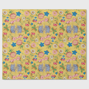 ANTIEK BLOEMPERKAMENT / WILDE ROZEN EN PANSIES CADEAUPAPIER