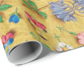 ANTIEK BLOEMPERKAMENT / WILDE ROZEN EN PANSIES CADEAUPAPIER (Rol Hoek)