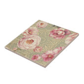 Antiek bloesems en petals op het Damaskpapier Tegeltje (Zijkant)