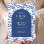Antiek Blue Arch Toile Wedding Kaart