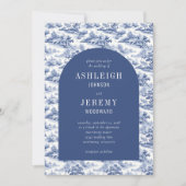 Antiek Blue Arch Toile Wedding Kaart (Voorkant)
