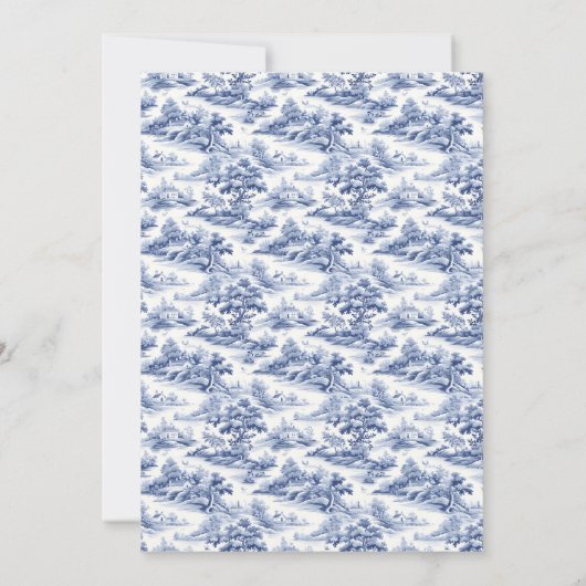 Antiek Blue Arch Toile Wedding Kaart (Achterkant)