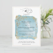 *~* Antiek Blue Glitter Weddenschap Kaart (Staand voorkant)