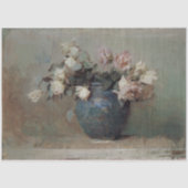 Antiek Blush Roze Roze Bouquet Blue Vase Tissuepapier (Voorkant)