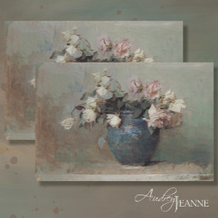  Antiek Blush Roze Roze Bouquet Blue Vase Tissuepapier