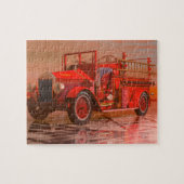 Antiek bluspuzzel met vuurmotor legpuzzel (Horizontaal)