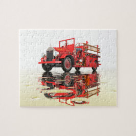Antiek bluspuzzel met vuurmotor legpuzzel