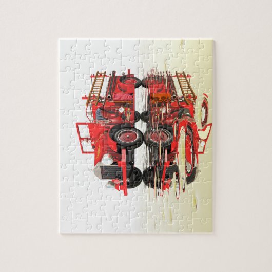 Antiek bluspuzzel met vuurmotor legpuzzel (Verticaal)