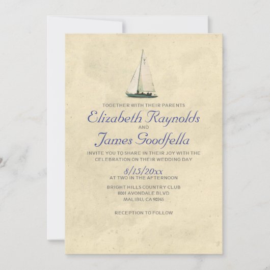 Antiek Boats Wedding Invitations Kaart (Voorkant)
