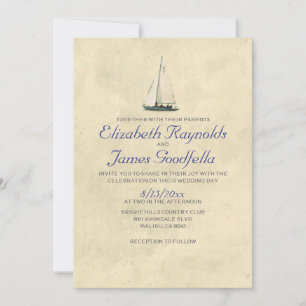 Antiek Boats Wedding Invitations Kaart