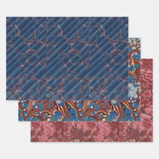 Antiek boek gemarmerd inpakpapier vel (Set)