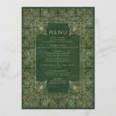 Antiek Boek Groen Goud Trouwmenu Menu (Voorkant)