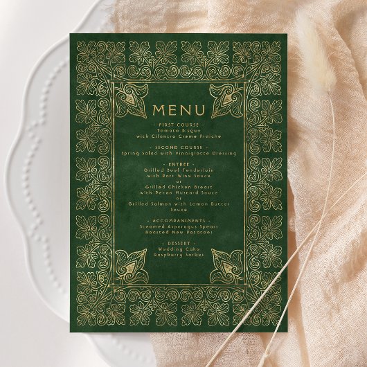 Antiek Boek Groen Goud Trouwmenu Menu