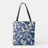 Antiek,  boek, vogels, blauw, lees graag tote bag (Achterkant)