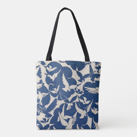 Antiek,  boek, vogels, blauw, lees graag tote bag (Achterkant)