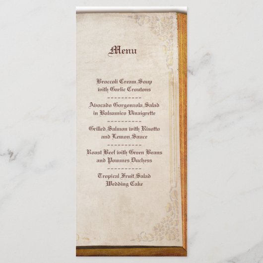 Antiek Boek Wedding Menu (Achterkant)