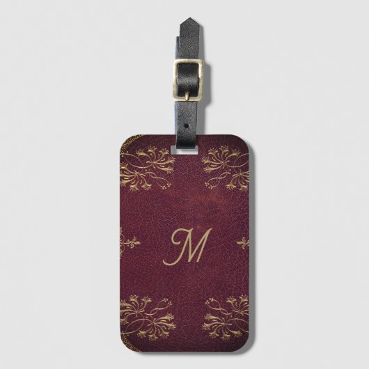 antiek boekbinding - lederen look bagagelabel (Voorkant (verticaal))