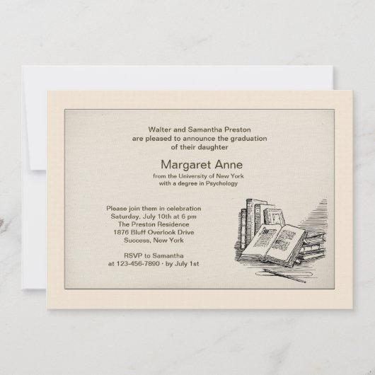 Antiek Boeken Afstuderen Uitnodiging (Voorkant)