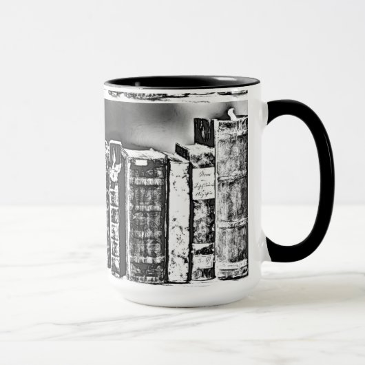 Antiek boeken op de Mok van de Shelf Coffee (Rechts)