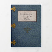 Antiek boekenfeiale tale bruiloft foto van tri-Fol Drieluik Uitnodiging (Cover)