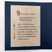 Antiek boekenfeiale tale bruiloft foto van tri-Fol Drieluik Uitnodiging (Binnenzijde eerst)