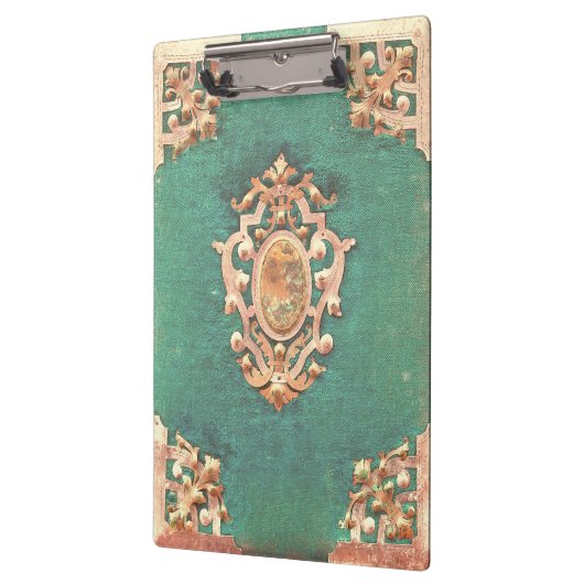 Antiek boekenschaar en groen elegant Victoriaans Klembord (Links)