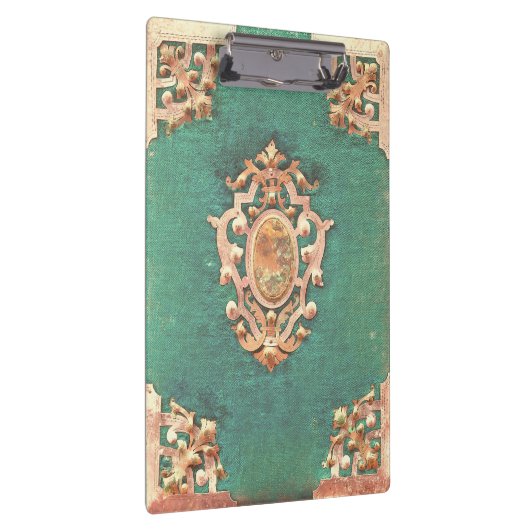 Antiek boekenschaar en groen elegant Victoriaans Klembord (Rechts)