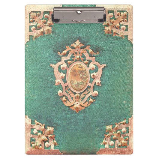 Antiek boekenschaar en groen elegant Victoriaans Klembord (Voorkant)