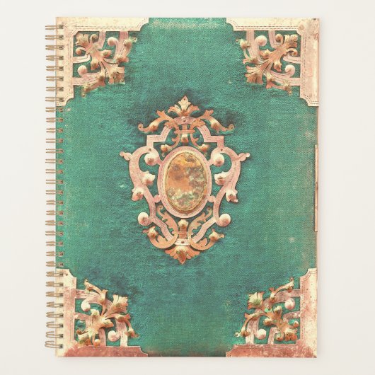 Antiek boekenschaar en groen elegant Victoriaans Planner (Voorkant)