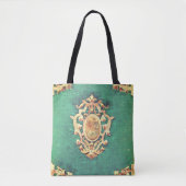 Antiek boekenschaar en groen elegant Victoriaans Tote Bag (Voorkant)
