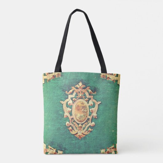 Antiek boekenschaar en groen elegant Victoriaans Tote Bag (Achterkant)