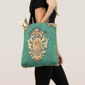 Antiek boekenschaar en groen elegant Victoriaans Tote Bag (Dichtbij)