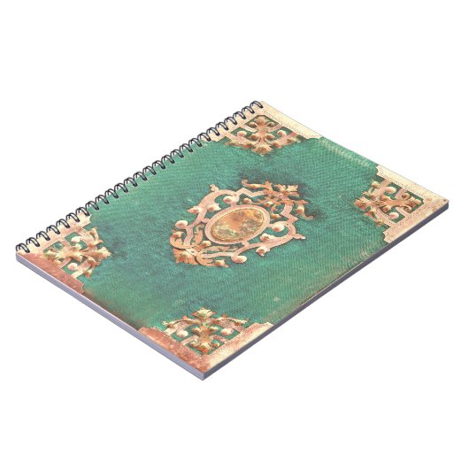 Antiek boekgoud en groene elegant Victoriaans Notitieboek (Linkerzijde)