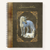 Antiek boeklook Eenhoorn Leather Metallic Notitieboek (Voorkant)